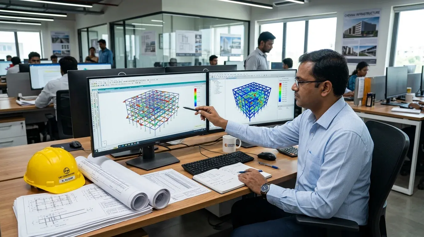 Engineers tracking structural progress and technical project logs