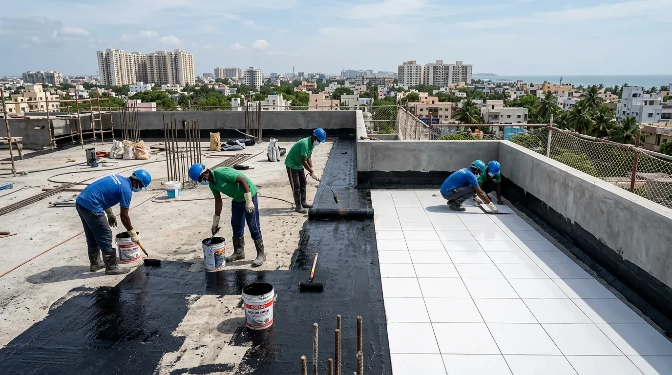 Building services and waterproofing setup